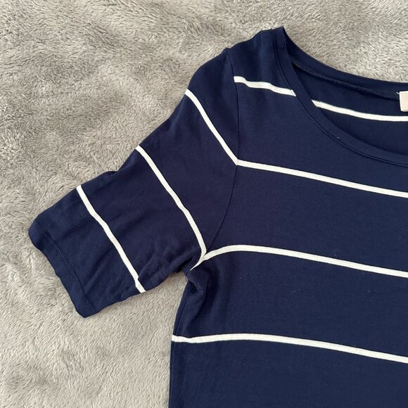 Loft Navy Striped Short Sleeve Maxi Column Dress Women's SMALL - Picture 3 of 4